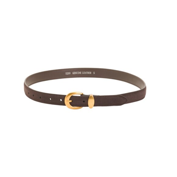 MOST WANTED Chocolate Suede Belt With Gold Buckle - Picture 1 of 1